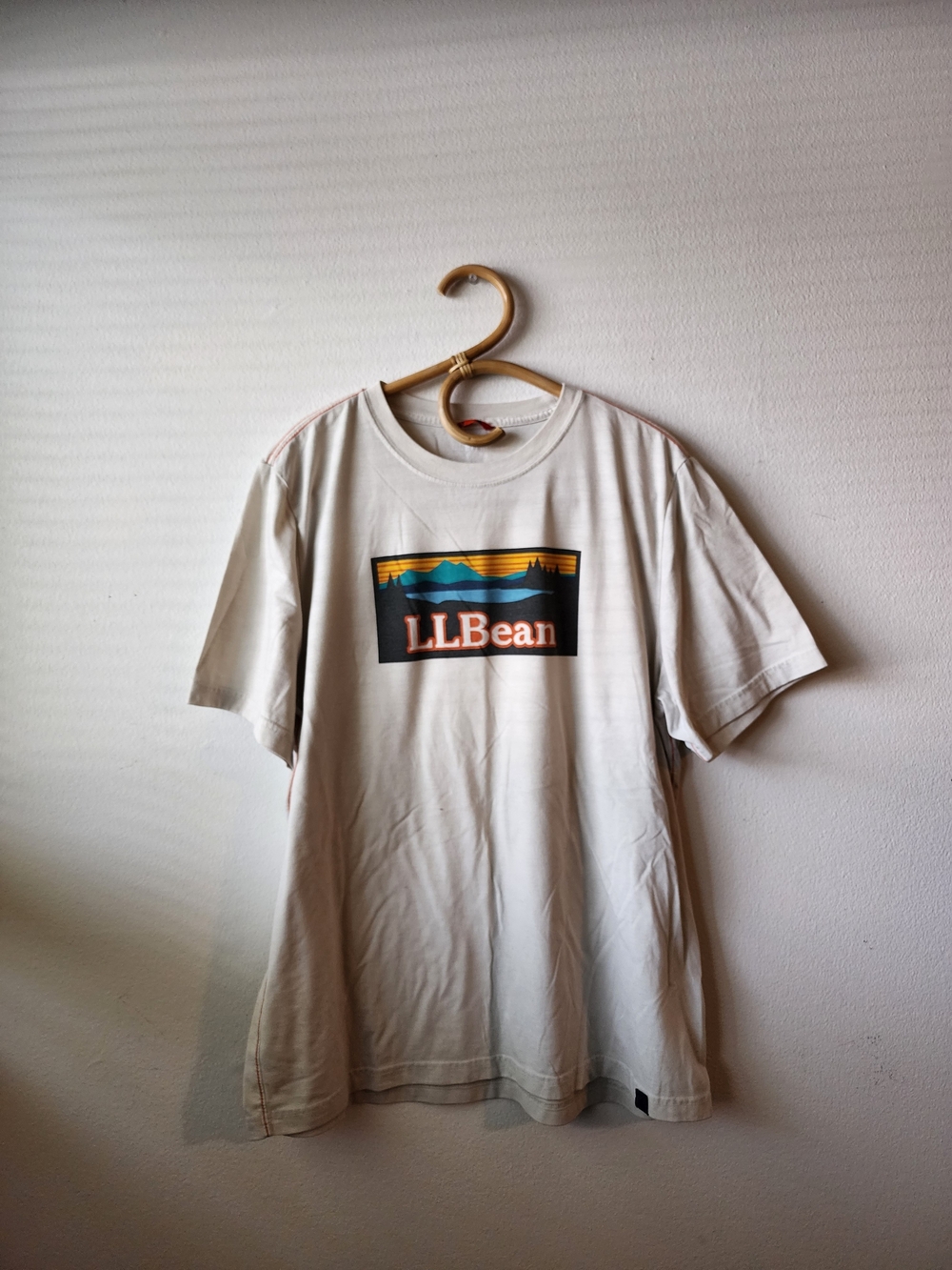 L.L. Bean Men's Cream Short-Sleeve Logo Tee